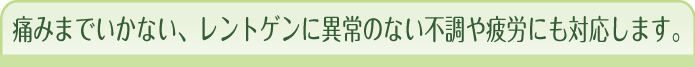 痛みまでいかない、レントゲンに異常のない不調や疲労にも対応します